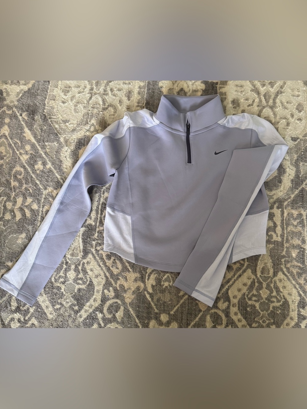Nike Pro Light Gray Lavender Athletic cropped top jacket quarter zip